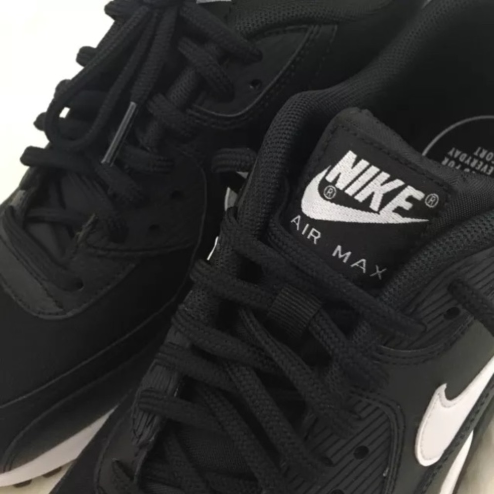 Women's Nike Air Max 90 Black + White Sneakers - Picture 8 of 8